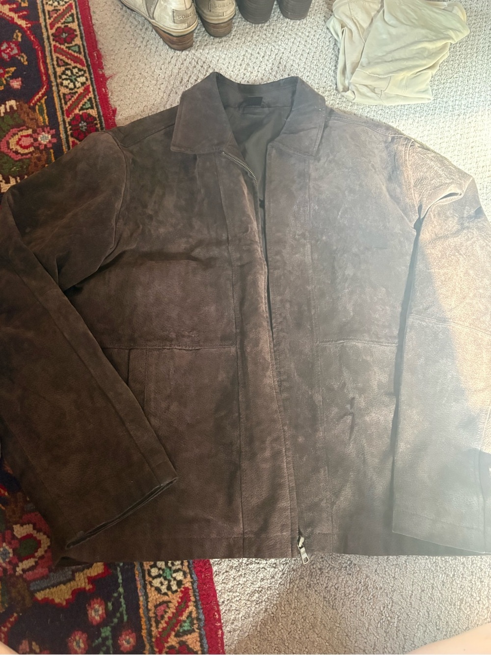Vintage Men's Brown Suede Zip Jacket